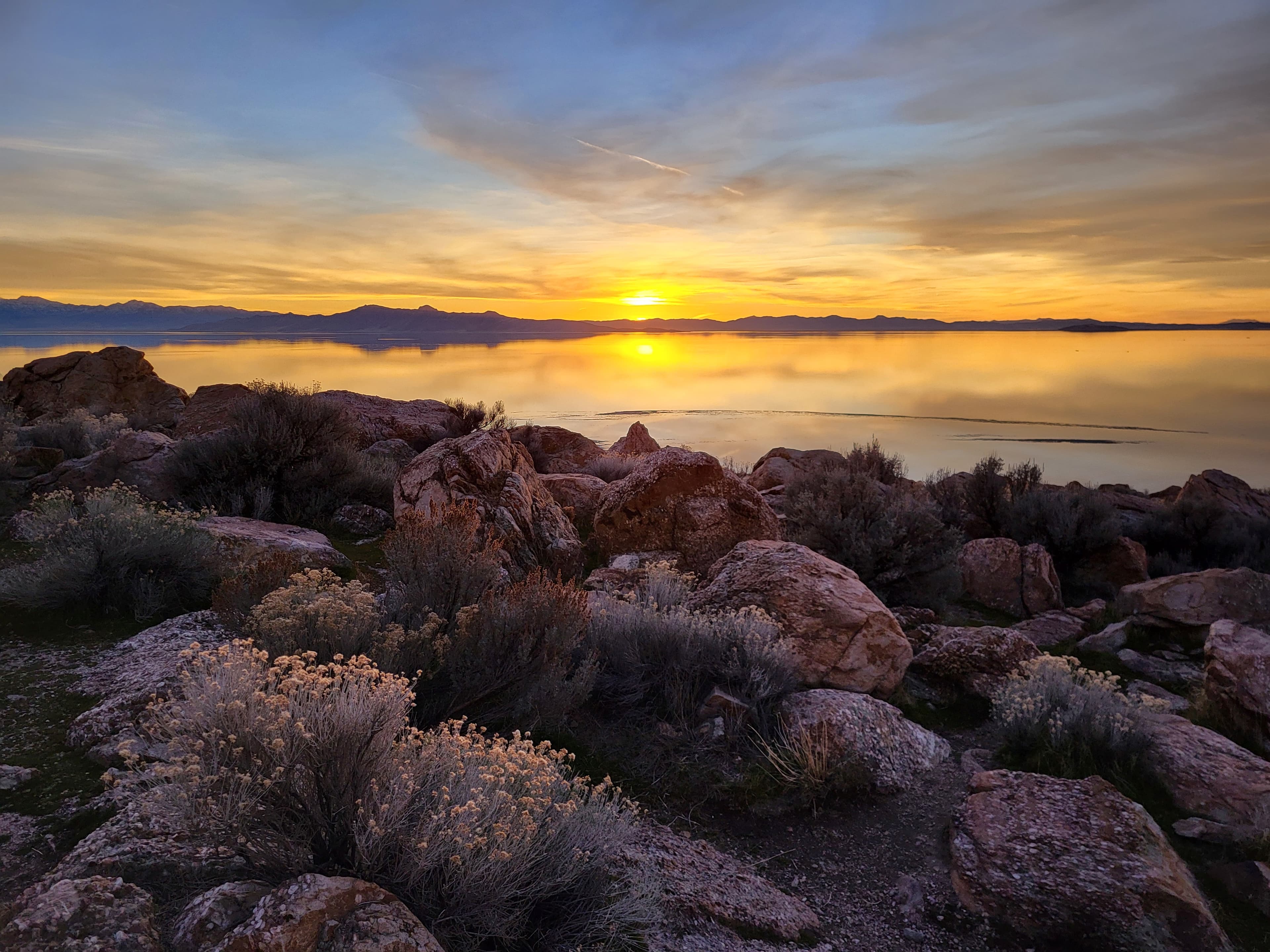 Sunset over Antelope Island and the Great Salt Lake